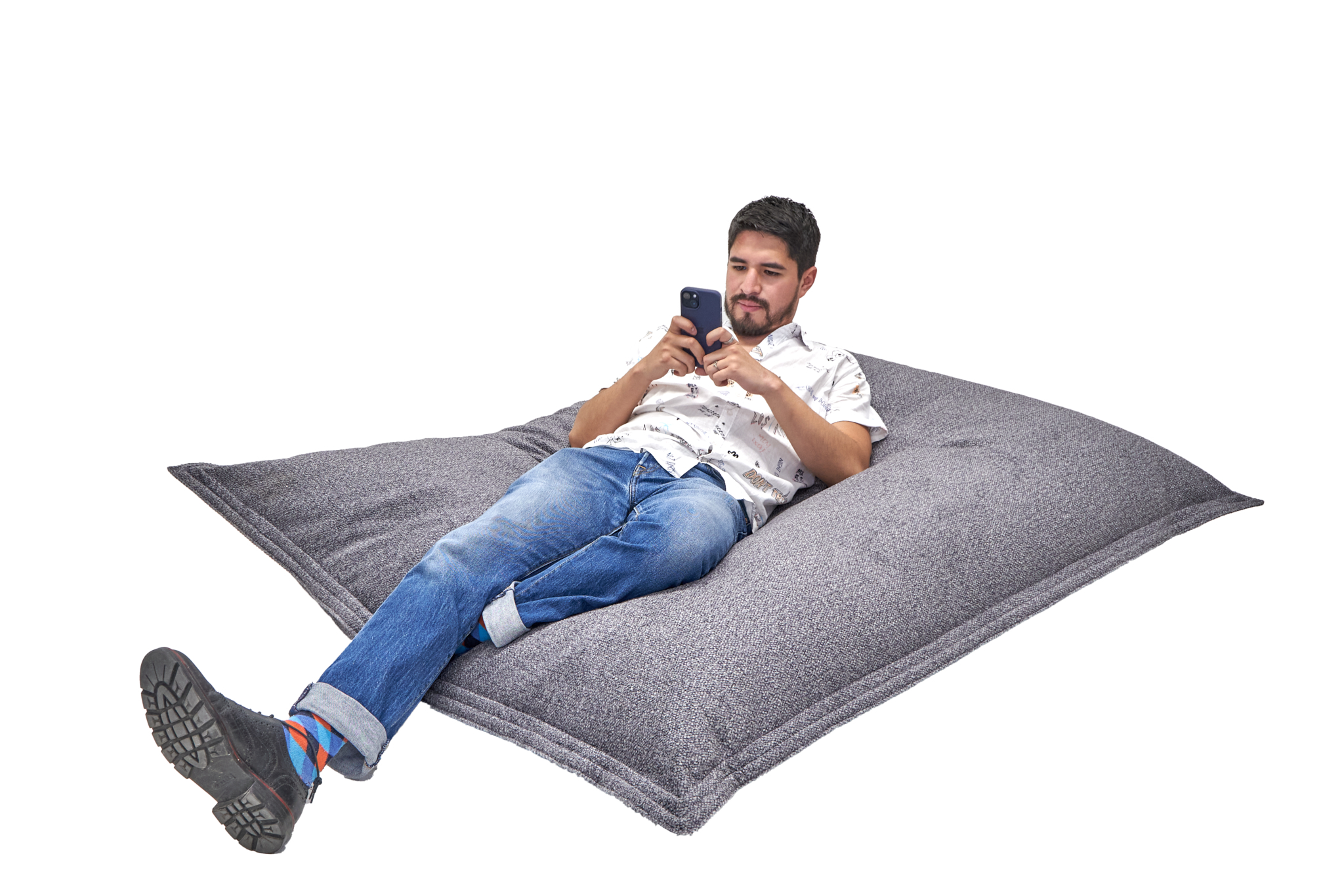 Puff para Interiores Tapizado en Tela Resistente de Alta Gama Gris