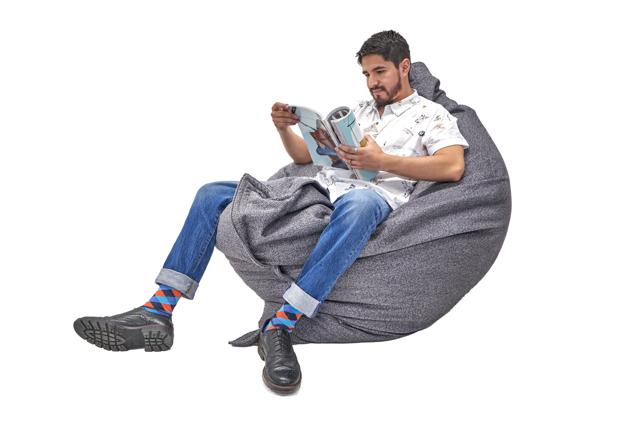Puff para Interiores Tapizado en Tela Resistente de Alta Gama Gris