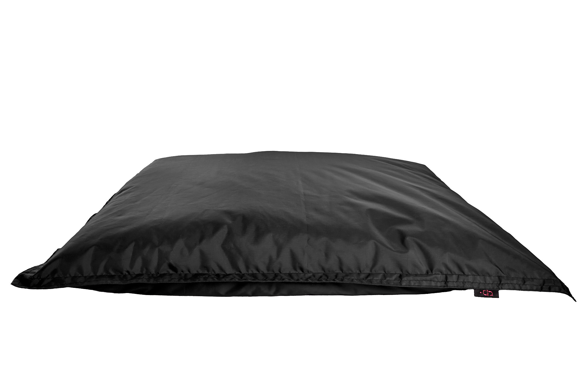 Puff para Interior y Exterior. Funda de Tela Poliéster Negro Impermeable y Relleno de Microperlas de Poliestireno