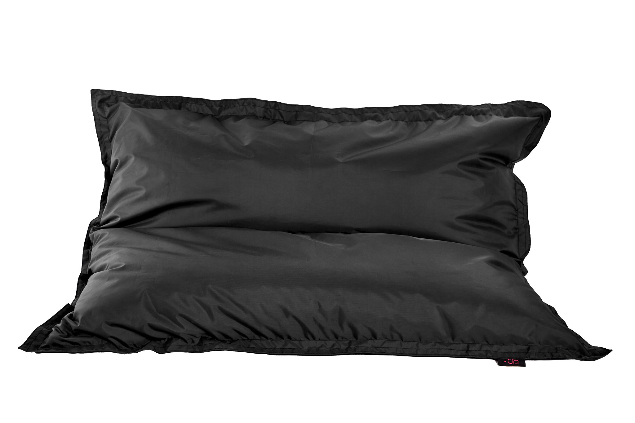 Puff para Interior y Exterior. Funda de Tela Poliéster Negro Impermeable y Relleno de Microperlas de Poliestireno
