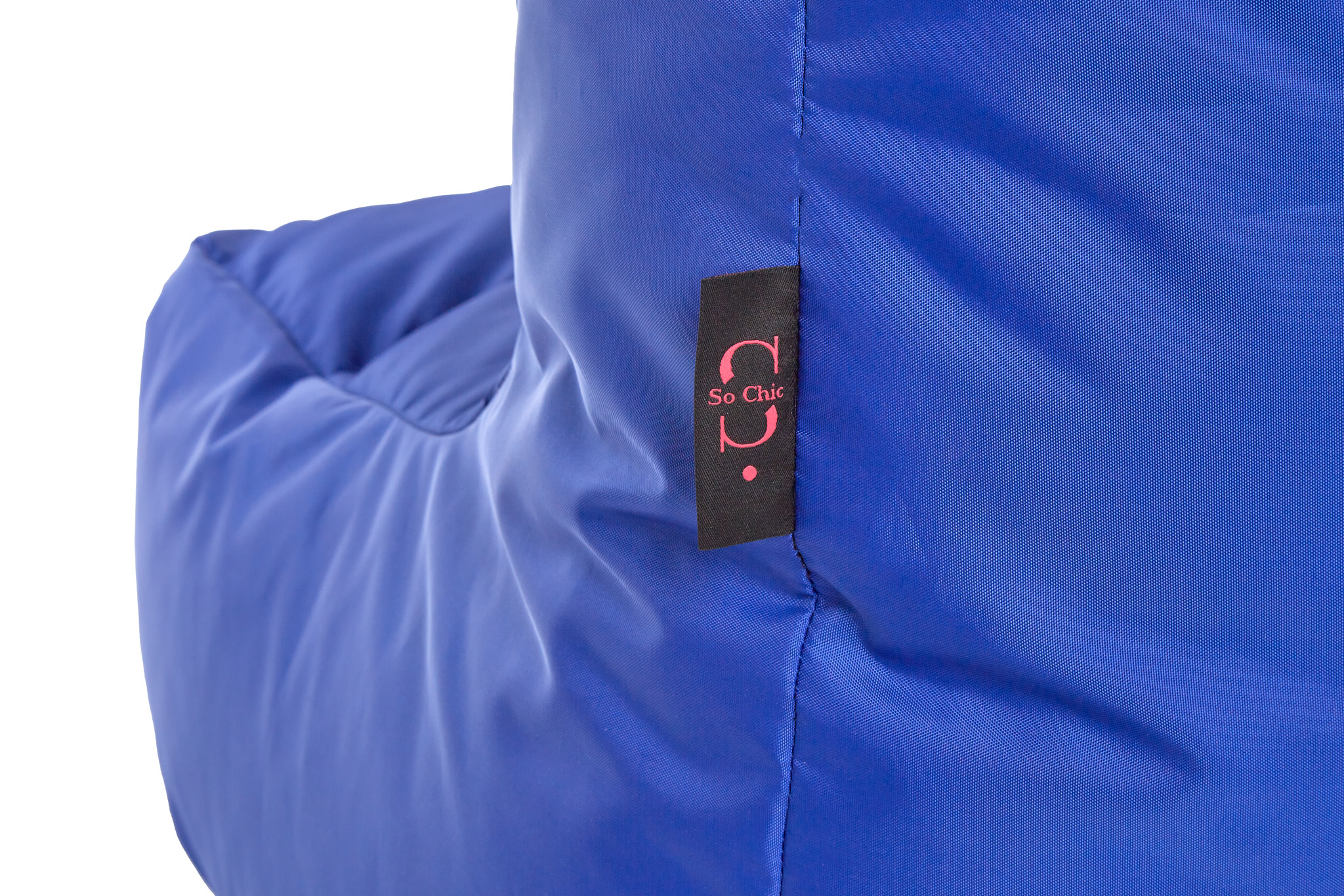 Puff Infantil para Interior y Exterior. Funda de Tela Poliéster Azul Rey Impermeable y Relleno de Microperlas de Poliestireno