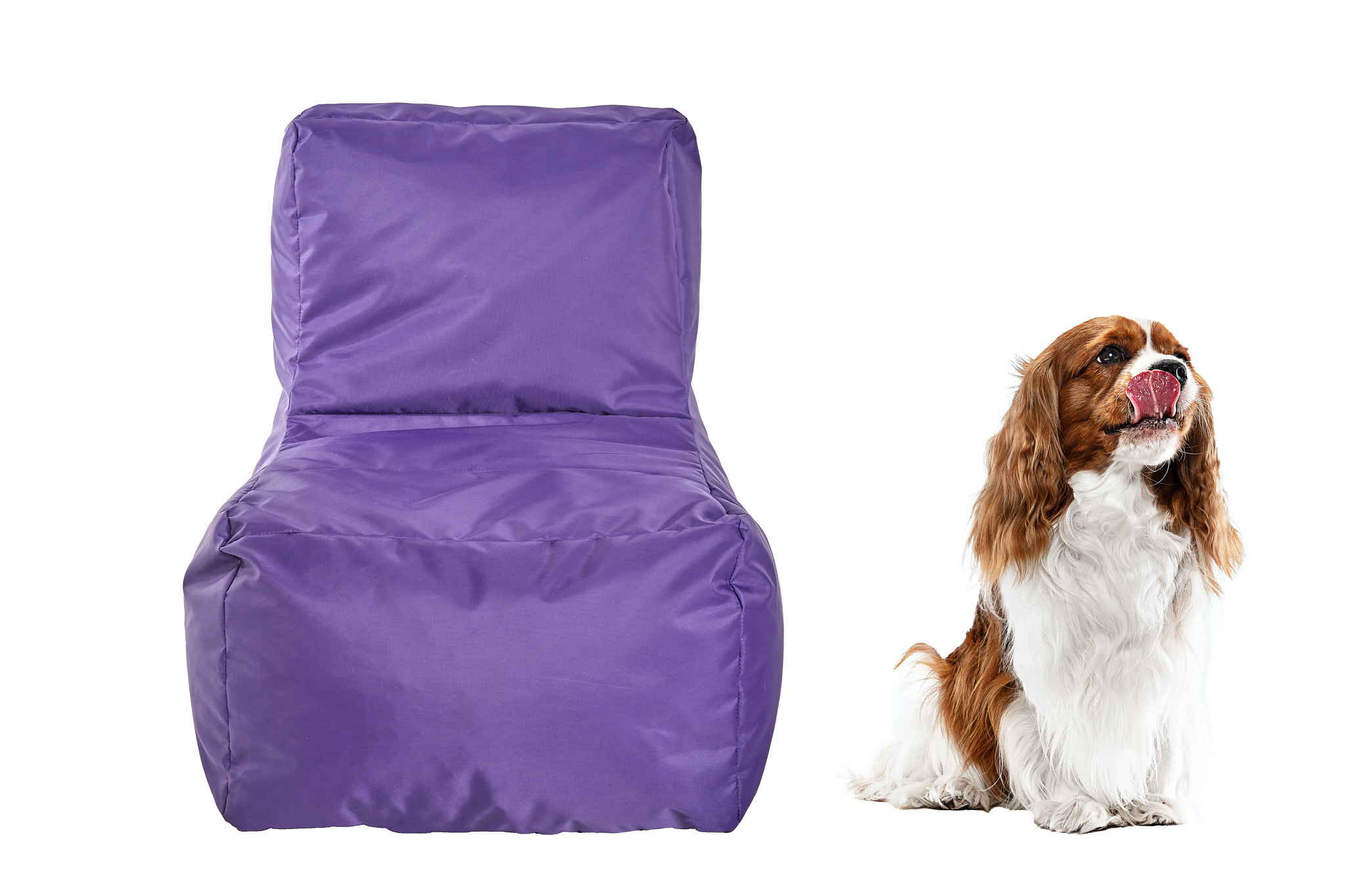 Puff Infantil para Interior y Exterior. Funda de Tela Poliéster Morado Impermeable y Relleno de Microperlas de Poliestireno