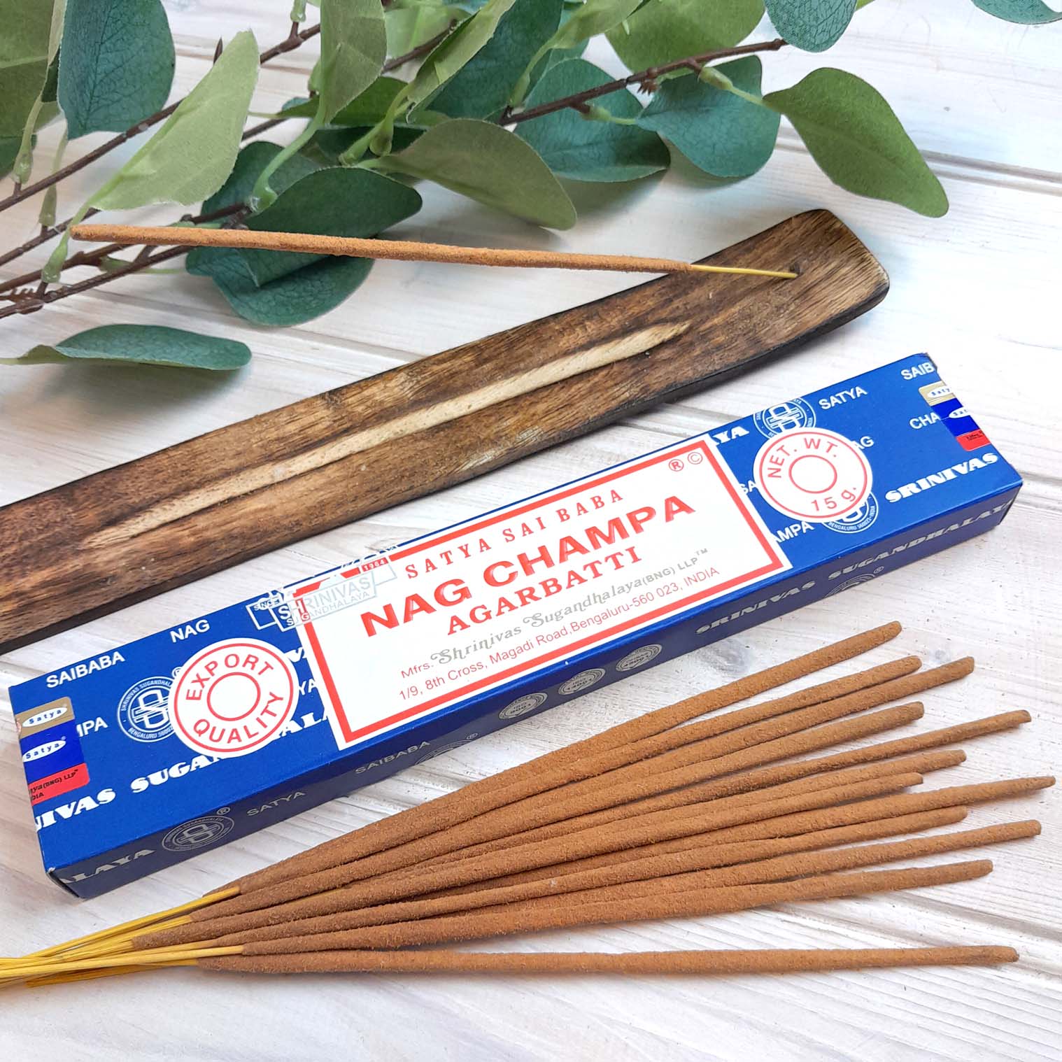  Incienso Satya Sai Baba Nag Champa de Shrinivas Sugandhalaya, 3 cajitas c/12 pzas c/u