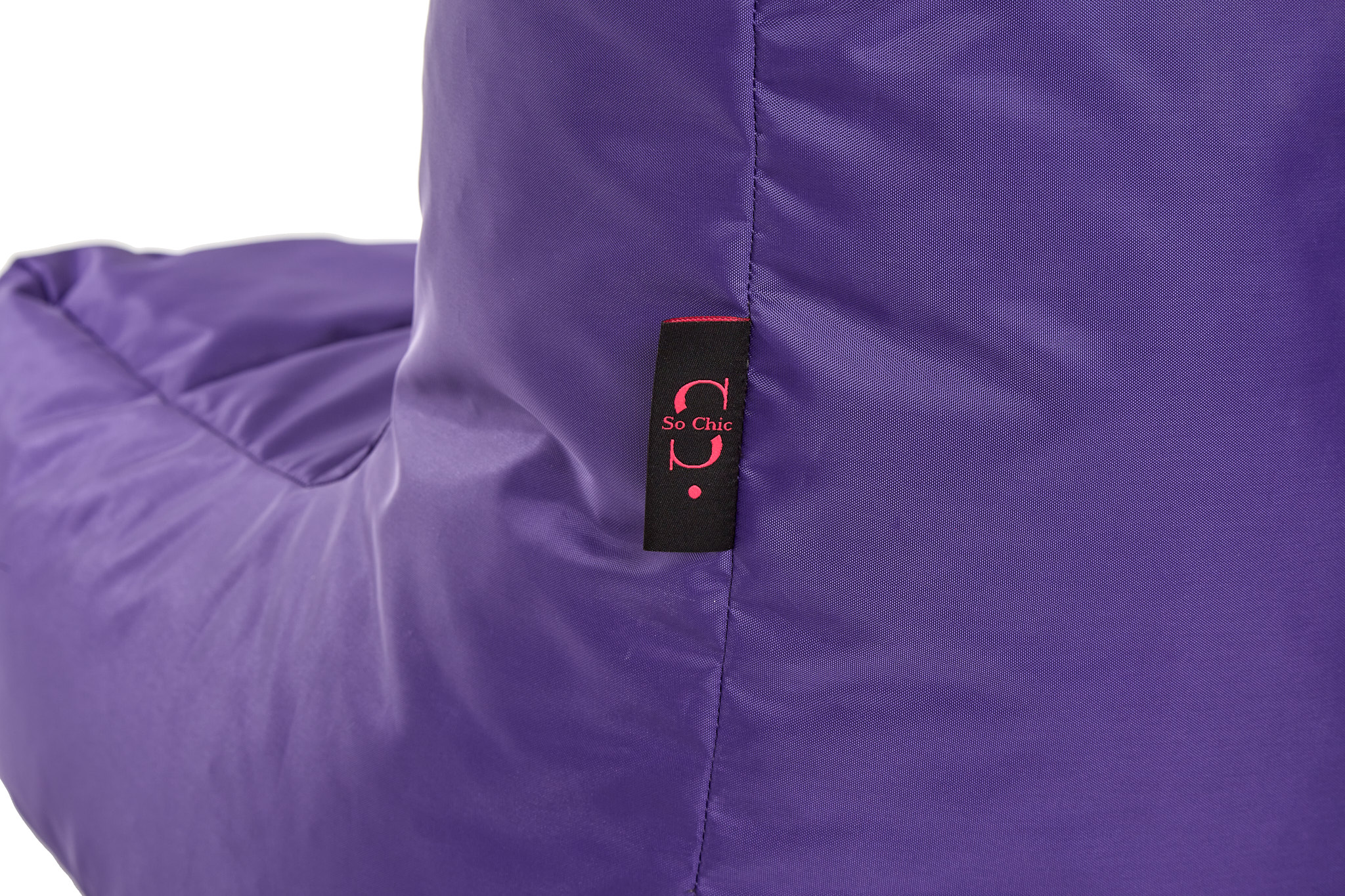 Puff Infantil para Interior y Exterior. Funda de Tela Poliéster Morado Impermeable y Relleno de Microperlas de Poliestireno