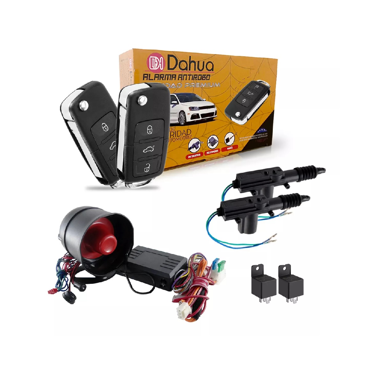 Alarma Automotriz Universal Con 2 Llaves 2 Seguros Electricos 2 Relay 