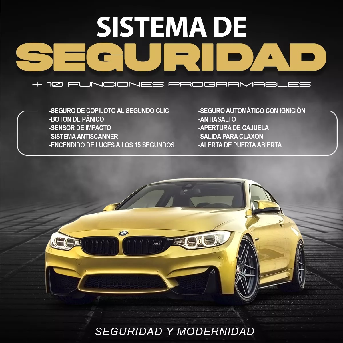 Alarma Automotriz Universal Con 2 Llaves 2 Seguros Electricos 2 Relay 