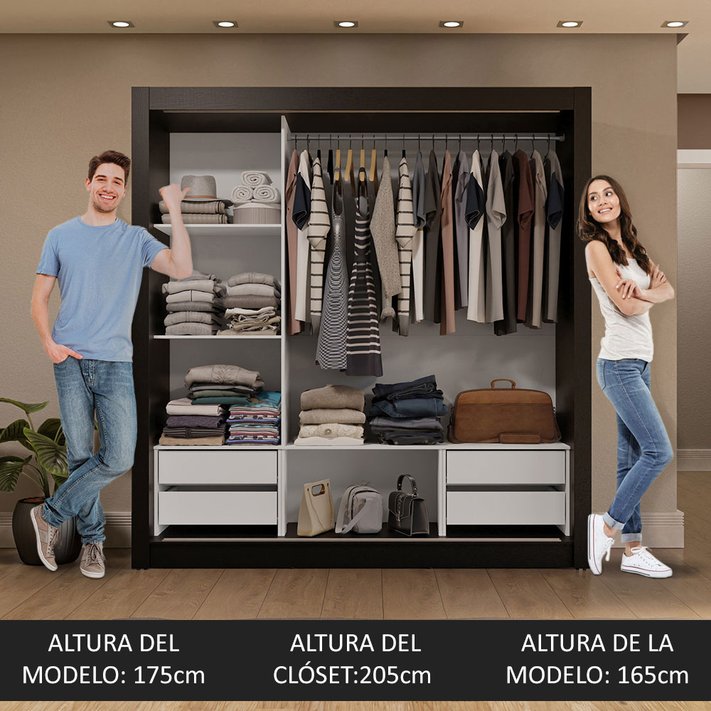 Ropero Closet Madesa 3 Puertas 2 Espejos NM 02