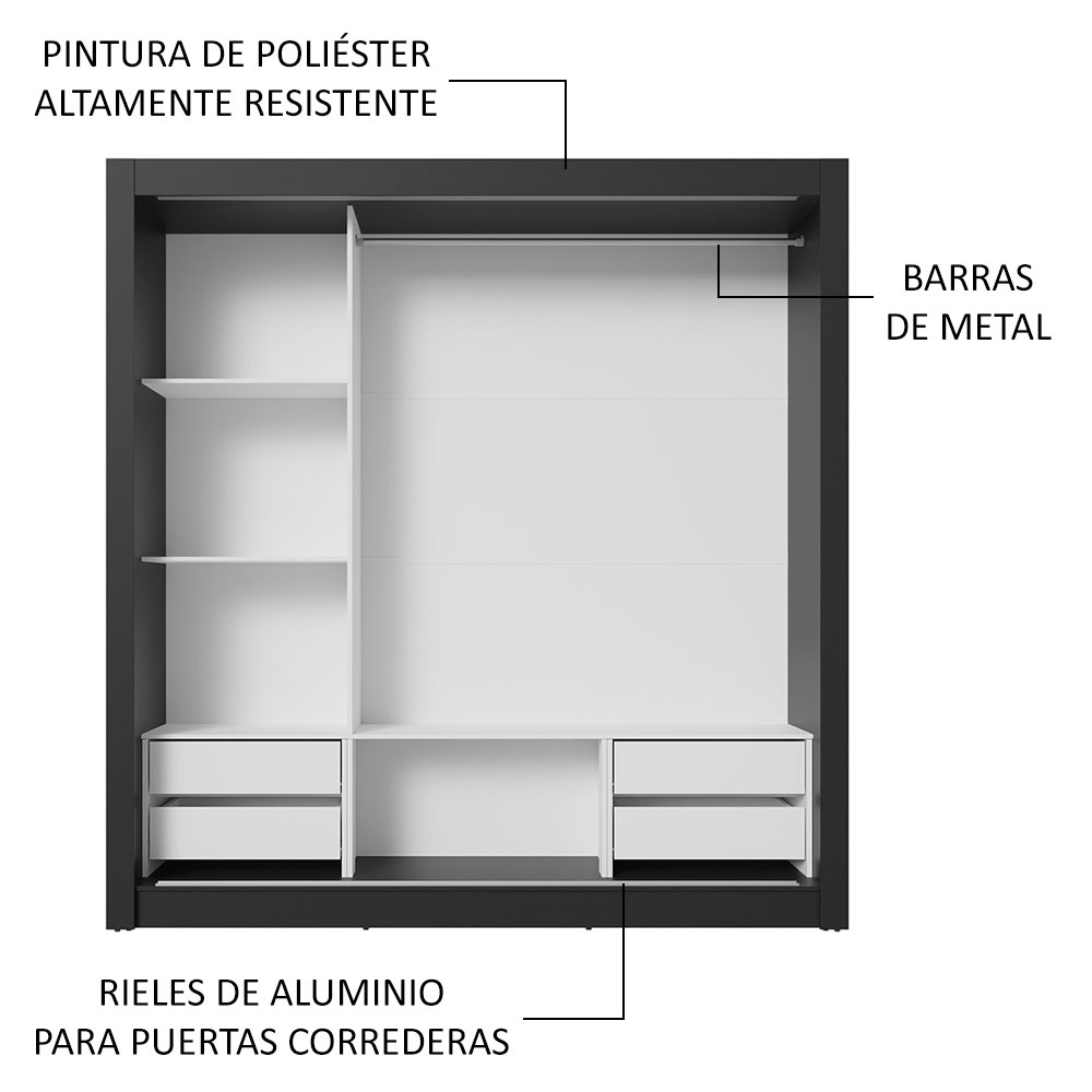 Ropero Closet Madesa 3 Puertas 2 Espejos NM 02