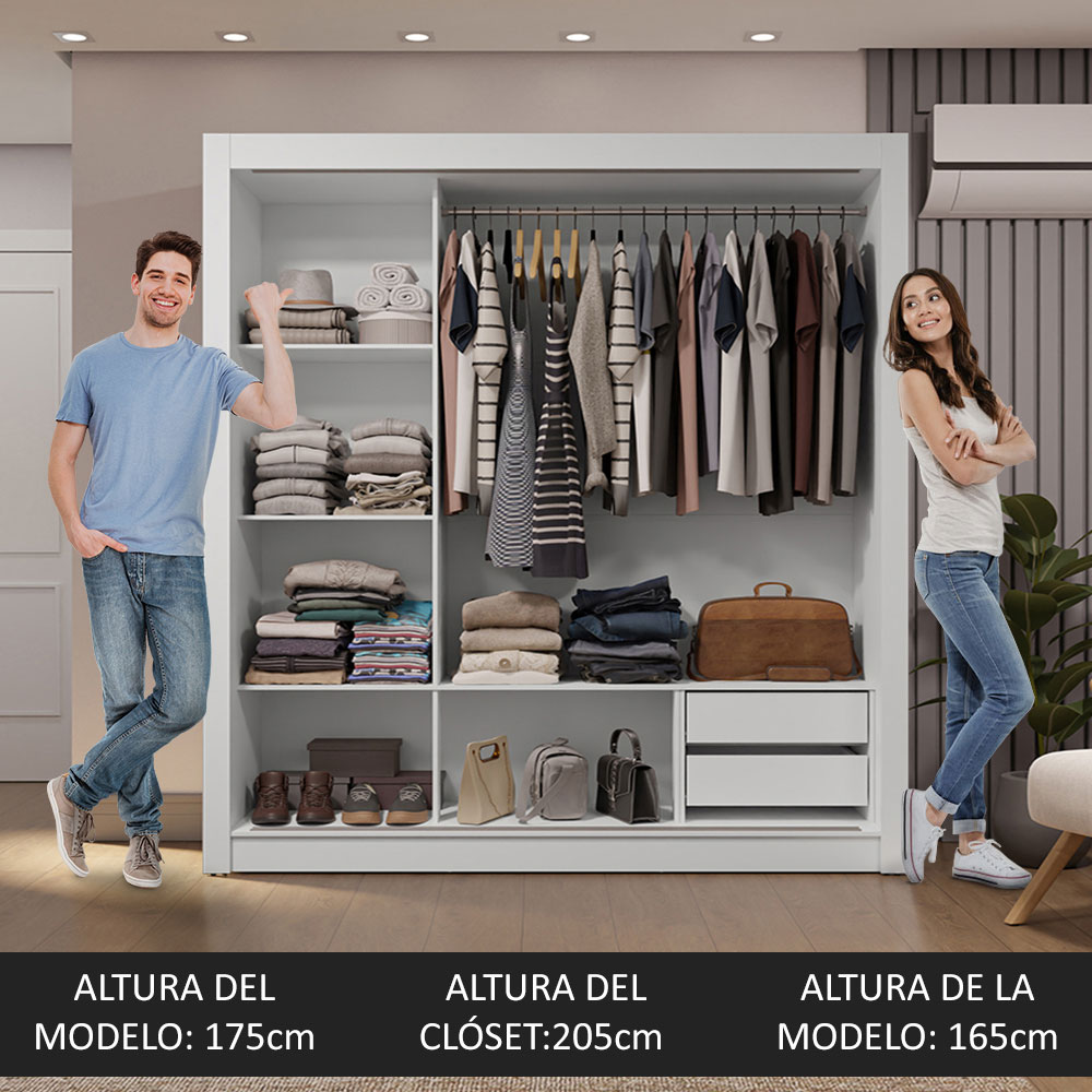 Ropero Closet Madesa 3 Puertas 2 Espejos BG 01