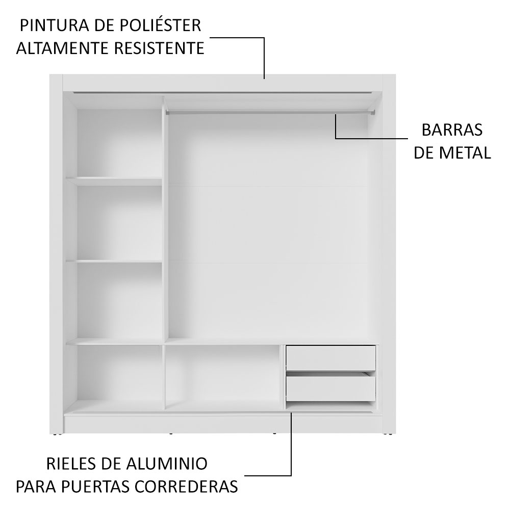 Ropero Closet Madesa 3 Puertas 2 Espejos BG 01