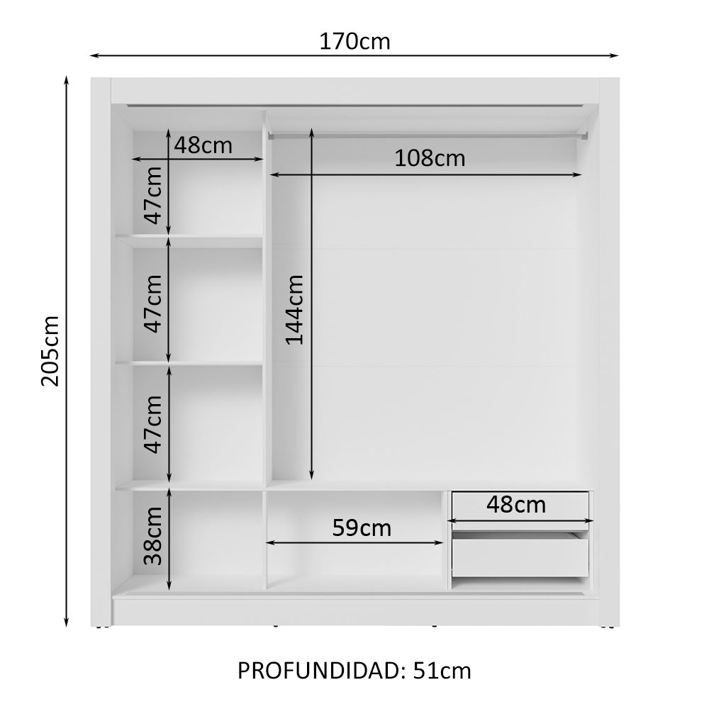 Ropero Closet Madesa 3 Puertas 2 Espejos BG 01