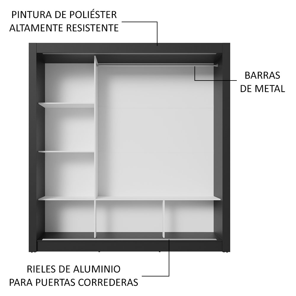 Ropero Closet Madesa 3 Puertas 2 Espejos NG