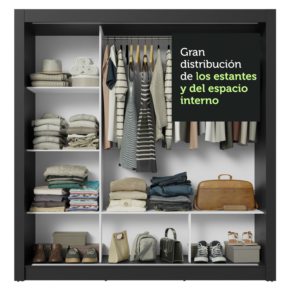 Ropero Closet Madesa 3 Puertas 2 Espejos NG