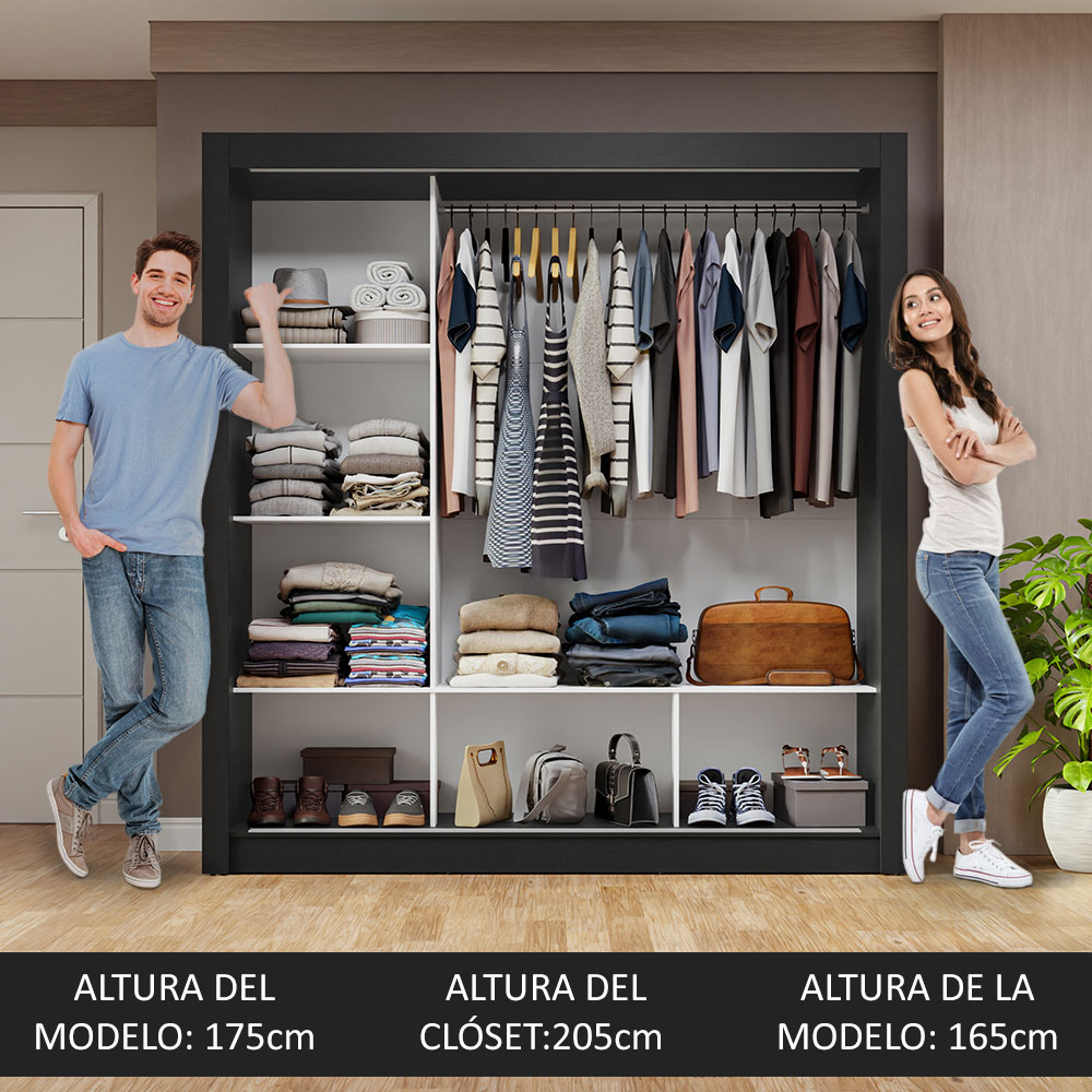 Ropero Closet Madesa 3 Puertas 2 Espejos NG