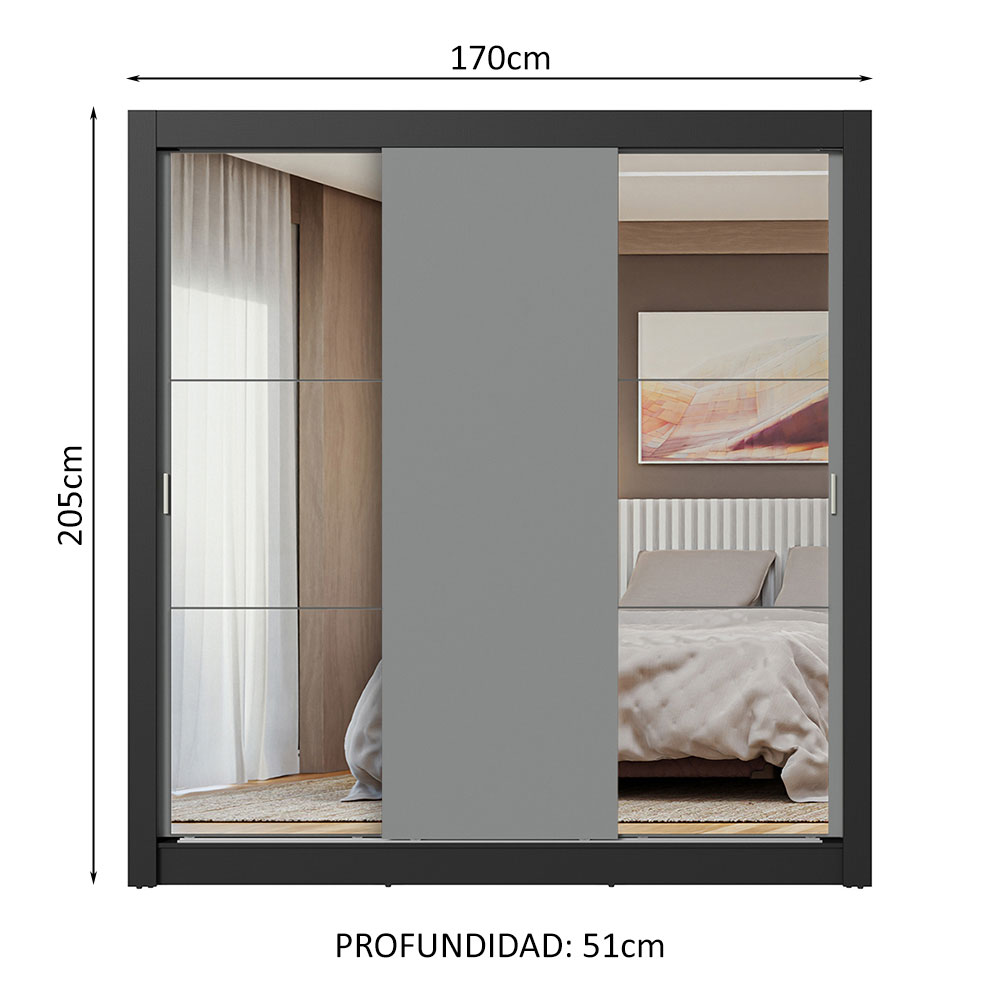 Ropero Closet Madesa 3 Puertas 2 Espejos NG