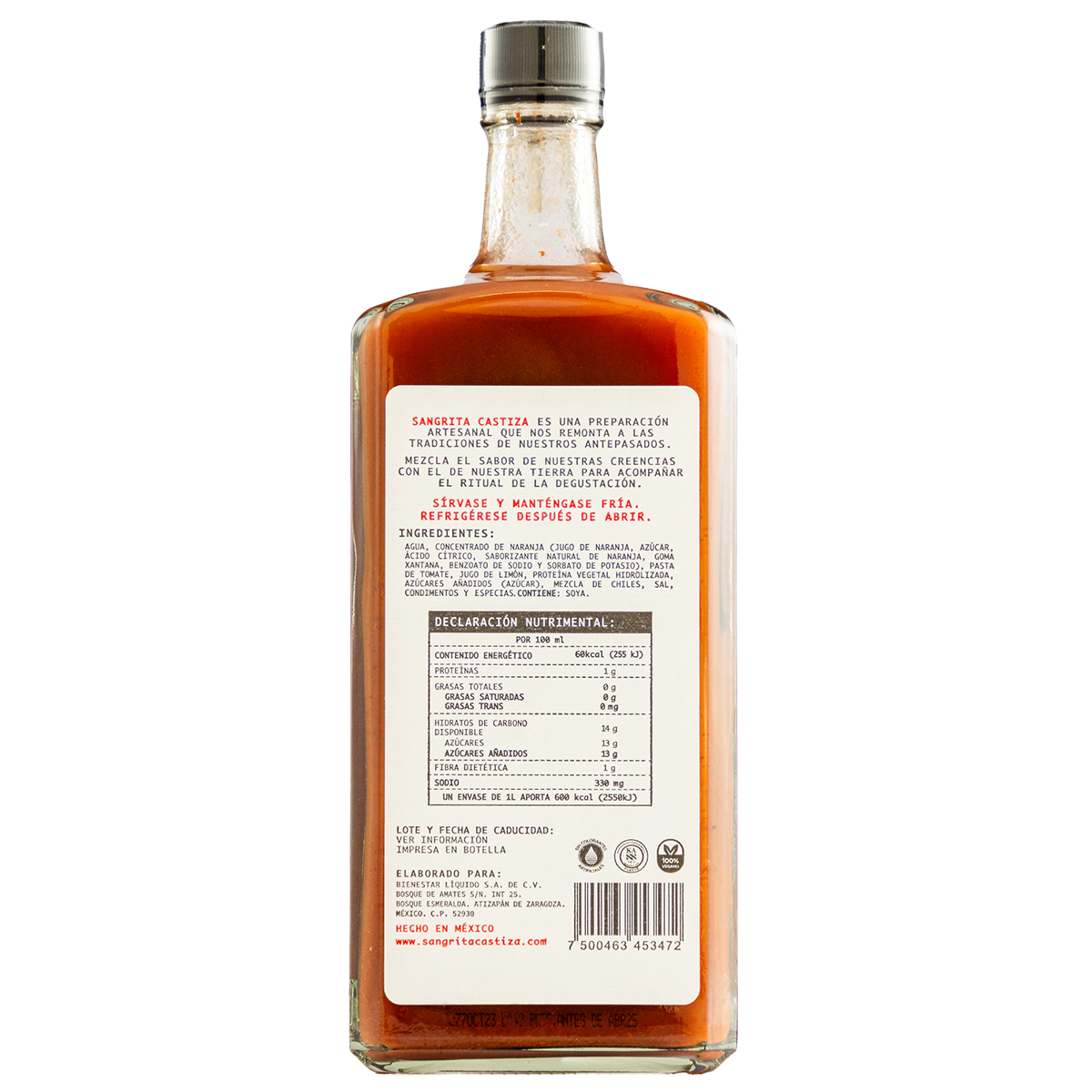 Sangrita Artesanal Castiza, Tequila, Mezcal 1000 Ml