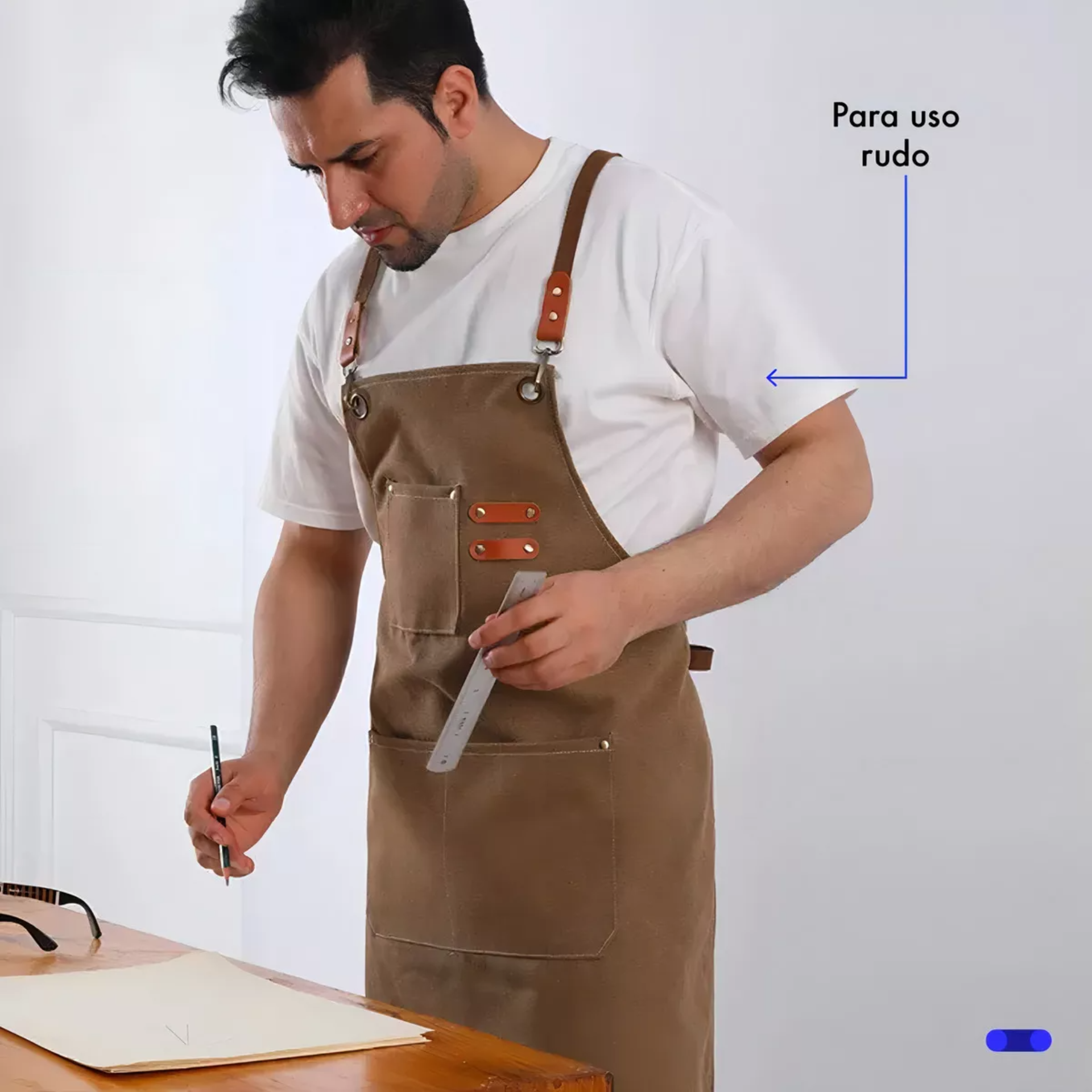 Mandil Delantal Multiusos Cocina Chef Barberia Unisex Color Marrón O Negro