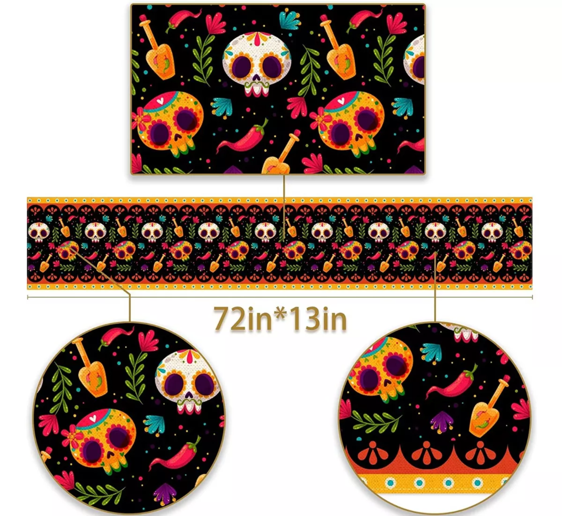 Camino De Mesa Textura Lino 33*183cm Estilo Mexicano