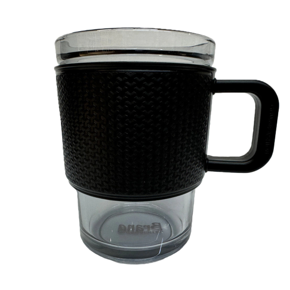 Set 4Tazas Vidrio 420ml Cubierta y Agarradera Plástico Brang