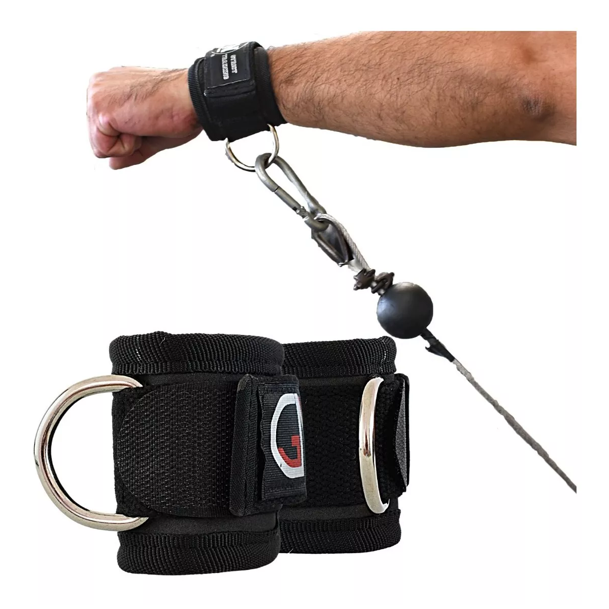 Grilletes Para Muñeca Muñequera Para Polea Gym Pesas Negro 01