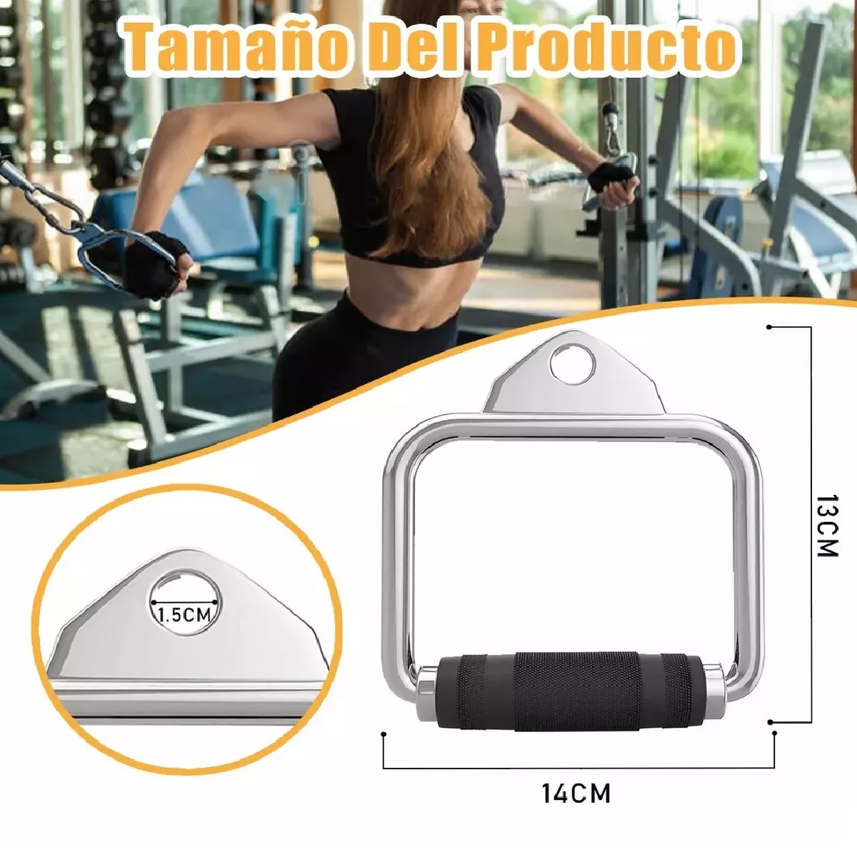 Maneral Agarradera Jaladera Tipo D Para Polea Remo Gym 2pcs