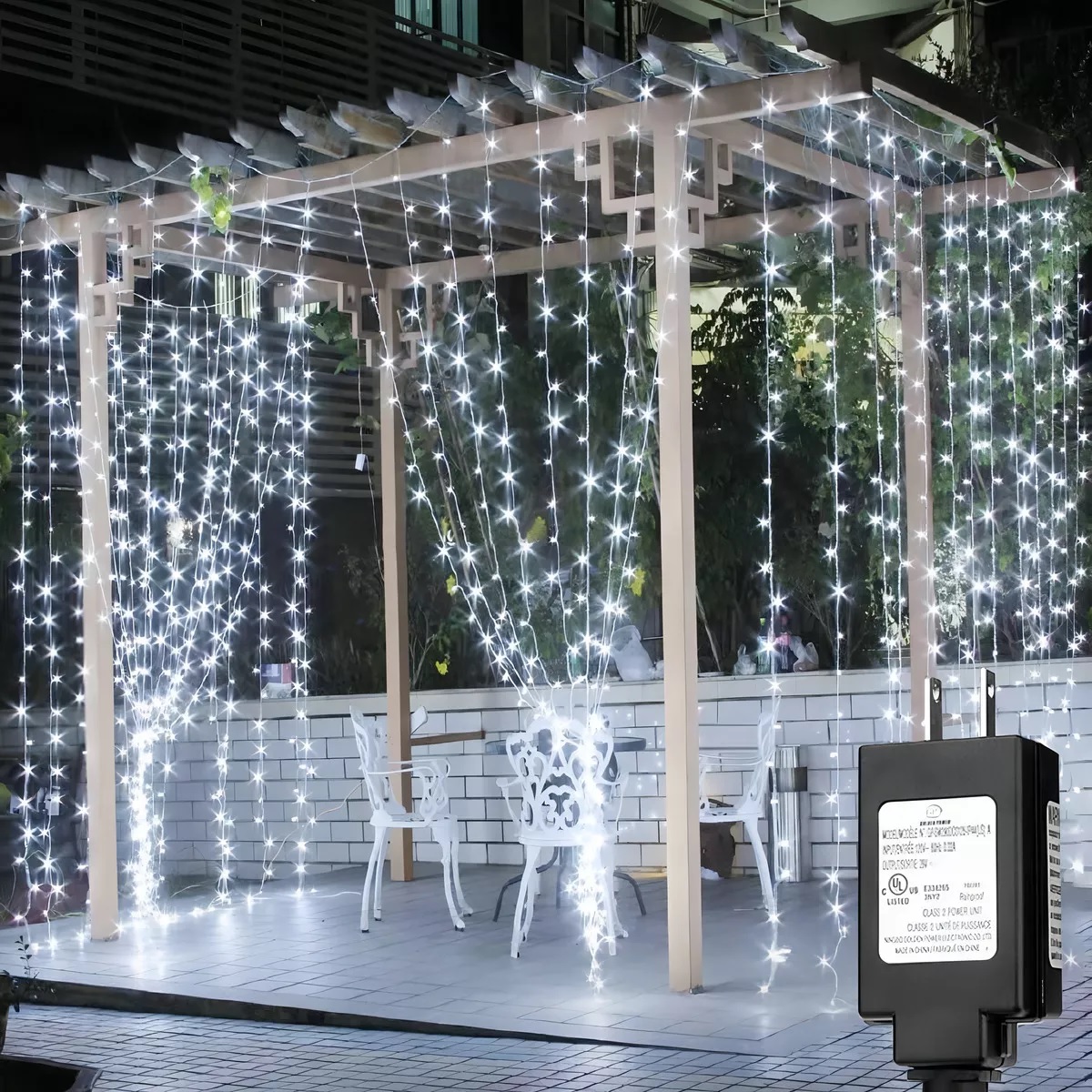 Serie Luces Led Cortina 6x3m Blanco Frío Boda Navidad Fiesta