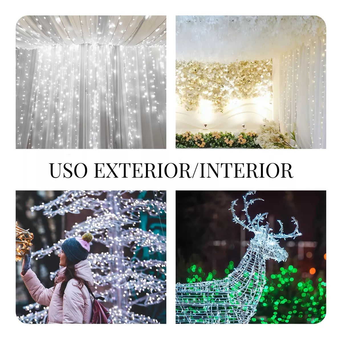 Serie Luces Led Cortina 6x3m Blanco Frío Boda Navidad Fiesta