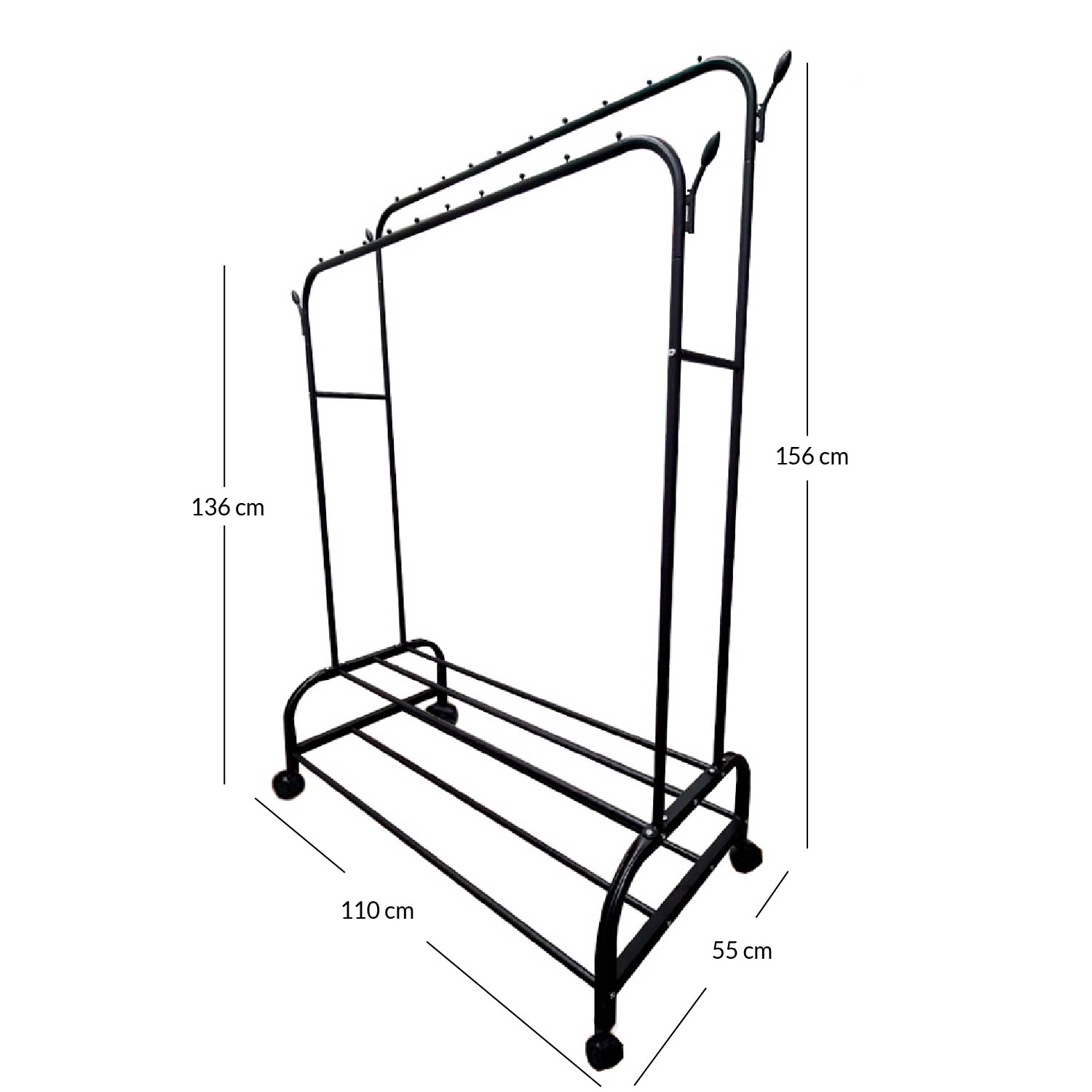 Ilios Innova | Perchero De Ropa Multifuncional Doble Para Dormitorio, Almacenamiento Triple con Estante y Zapatero