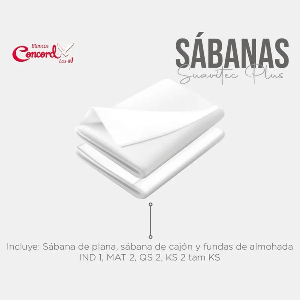 Juego Sábanas Suavitec Plus Blanco King Size Concord
