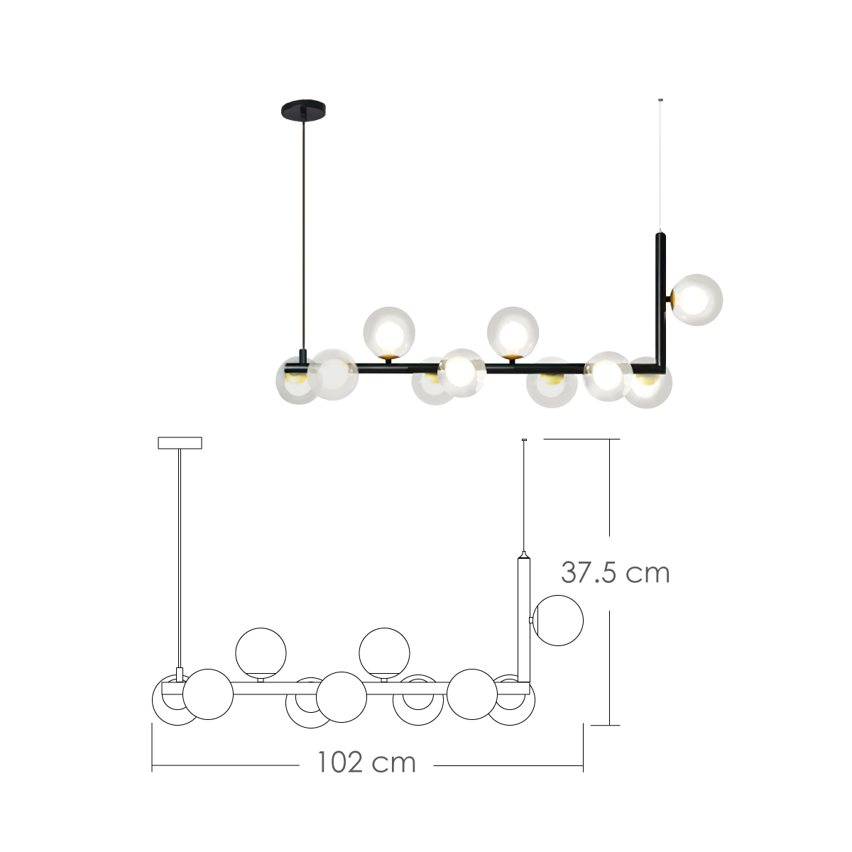 Lampara de techo estilo industrial Lámpara colgante molecular 6 luces