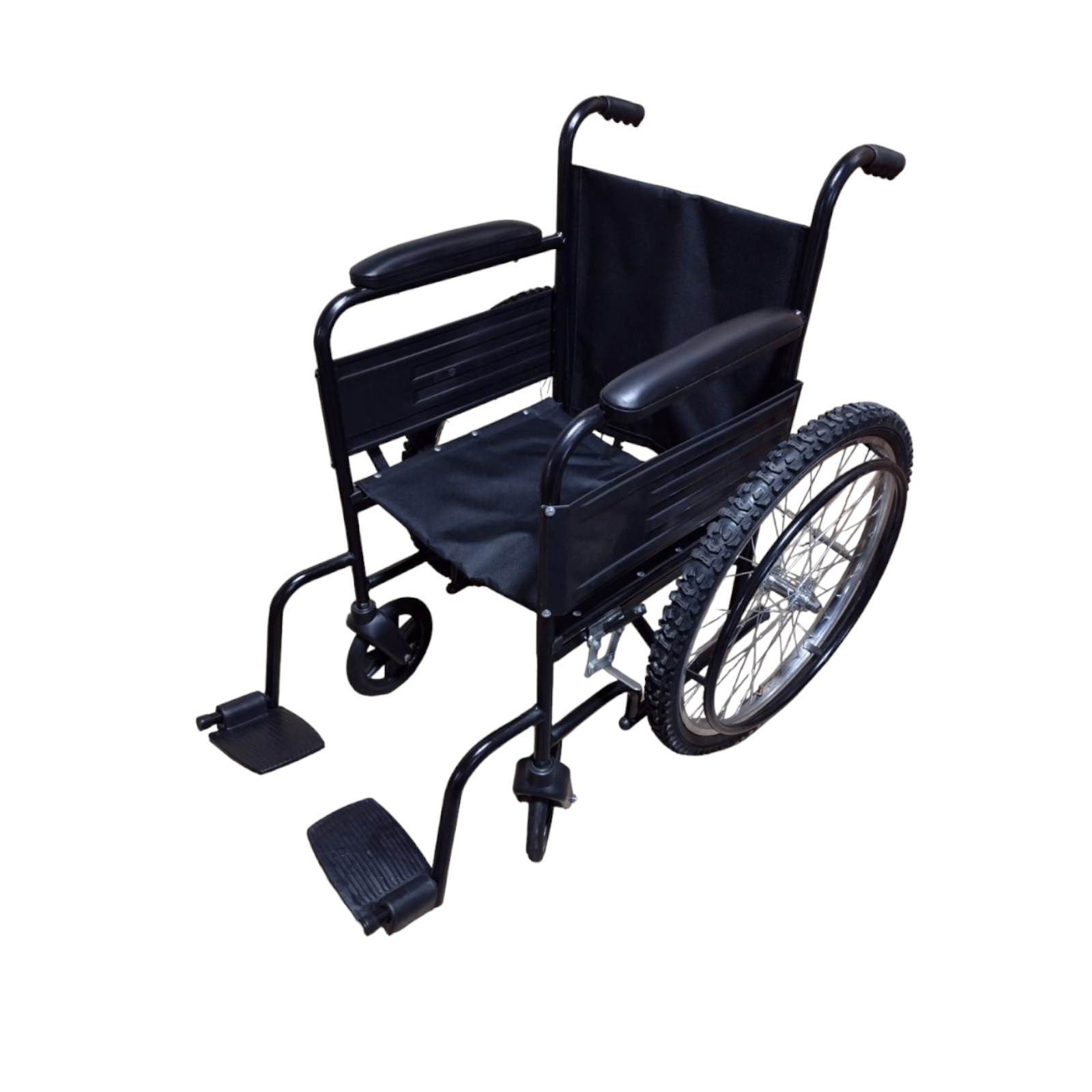 Silla De Ruedas Economica Todo Terreno Plegable Vida Digna -Adulto Color Negro.
