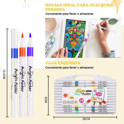 Marcadores Acrílica Pincel Plumones Punta Pincel 48 Colores