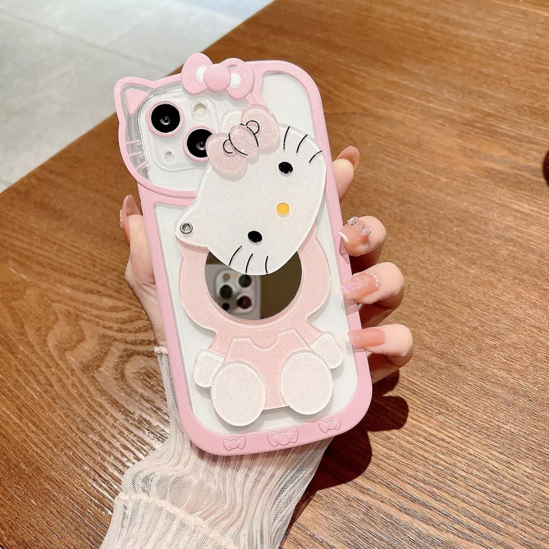 Para iPhone Funda,mirror+silicone Phone Case Gatito Kawaii IPHONE 13 PROMAX