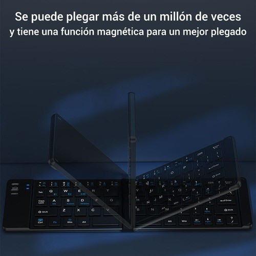 Teclado Inalámbrico Bluetooth Plegable Con Adapter Usb 2.4 g NEGRO