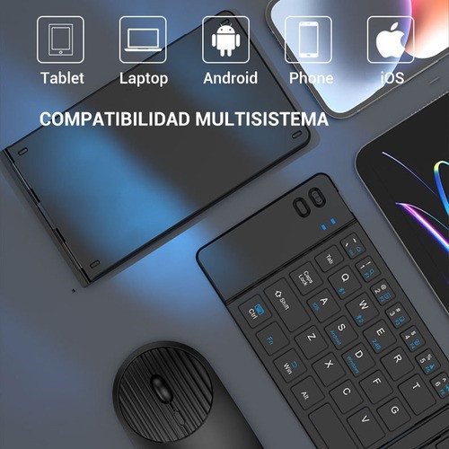 Teclado Inalámbrico Bluetooth Plegable Con Adapter Usb 2.4 g NEGRO
