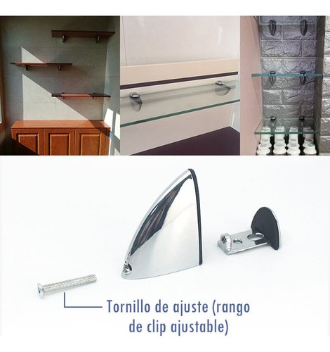Clip Pelicanos Medianos Para Repisas Vidrio Pack 12 pzs plata