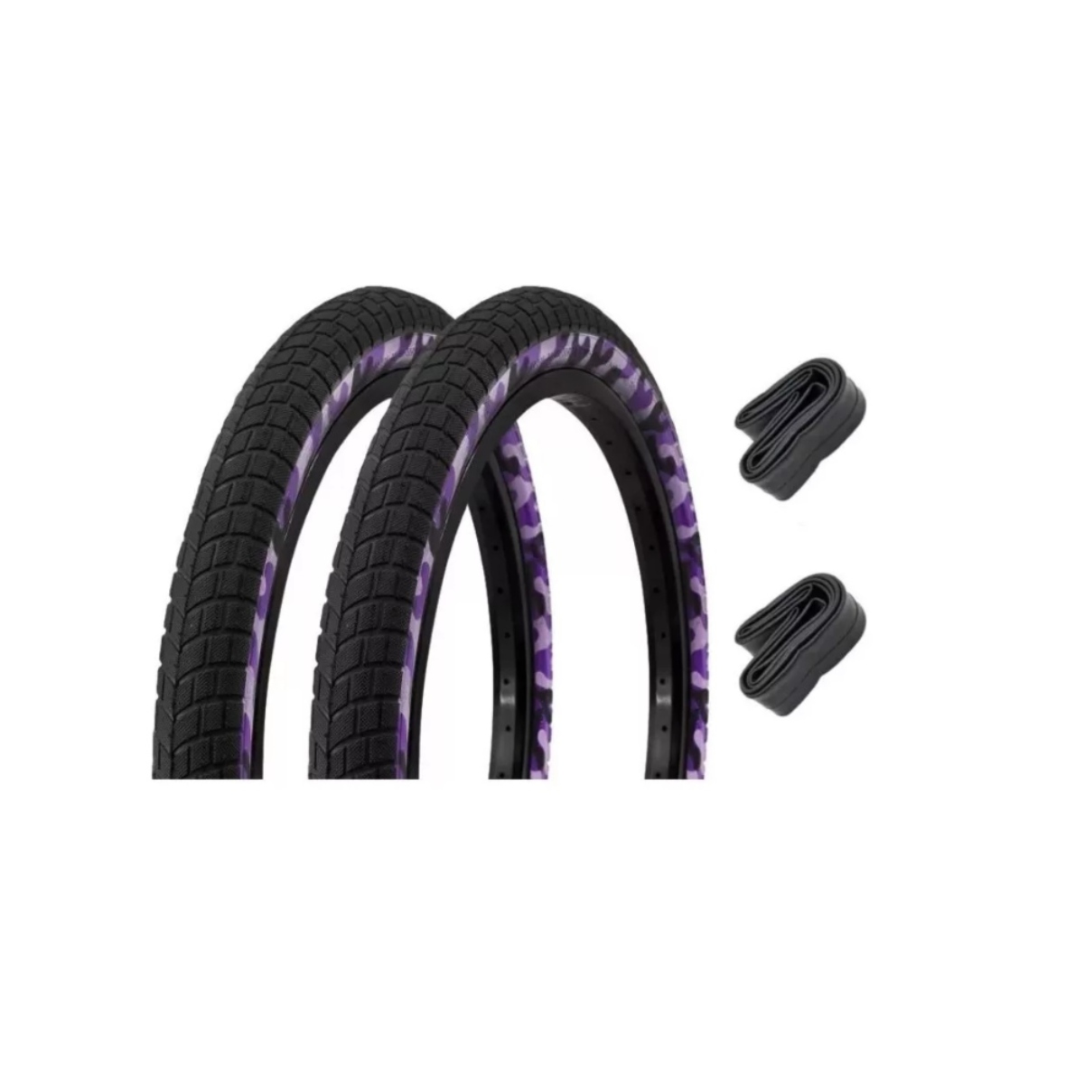 Dos Llantas C/ Cámaras 20 X 2.125 Camuflaje R-20 BMX Cross Morado ENDY
