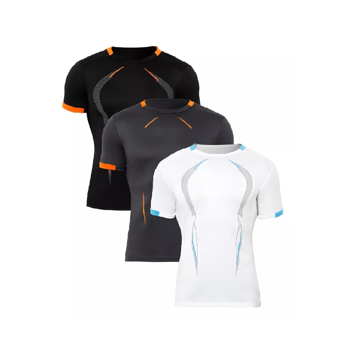 Playera 3 Piezas Deportiva Compresión Correr Gym Talla Negro, Gris, Blanco Talla G