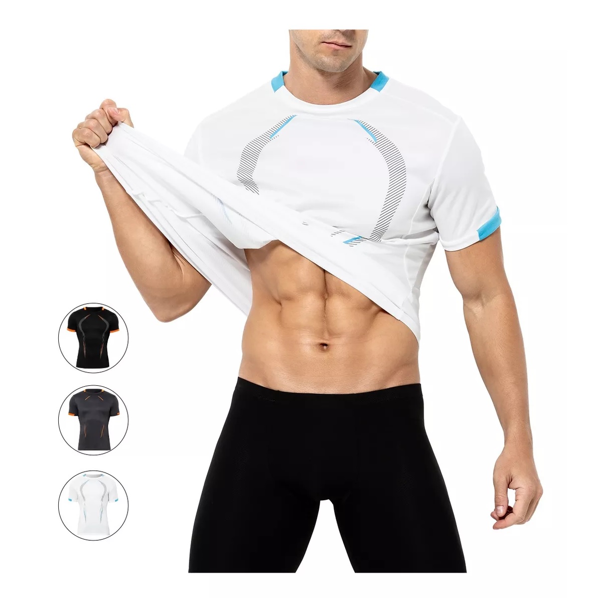 Playera 3 Piezas Deportiva Compresión Correr Gym Talla Negro, Gris, Blanco Talla G