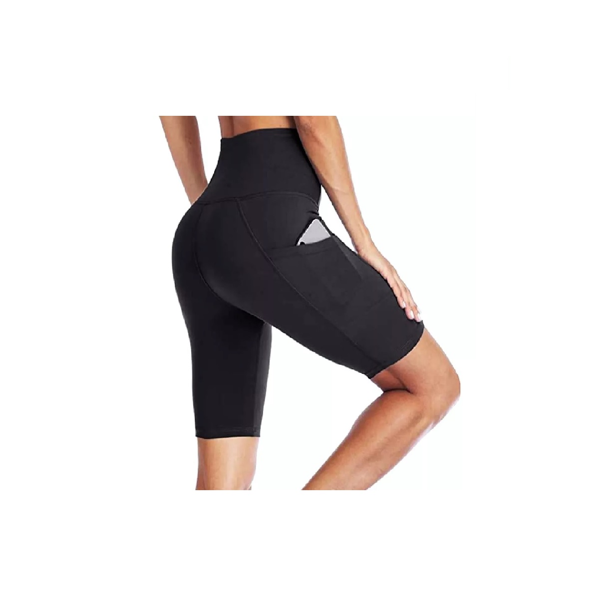 Short Licra Deportiva Gym Correr Super Calidad Bolsa Celular Negro Talla G