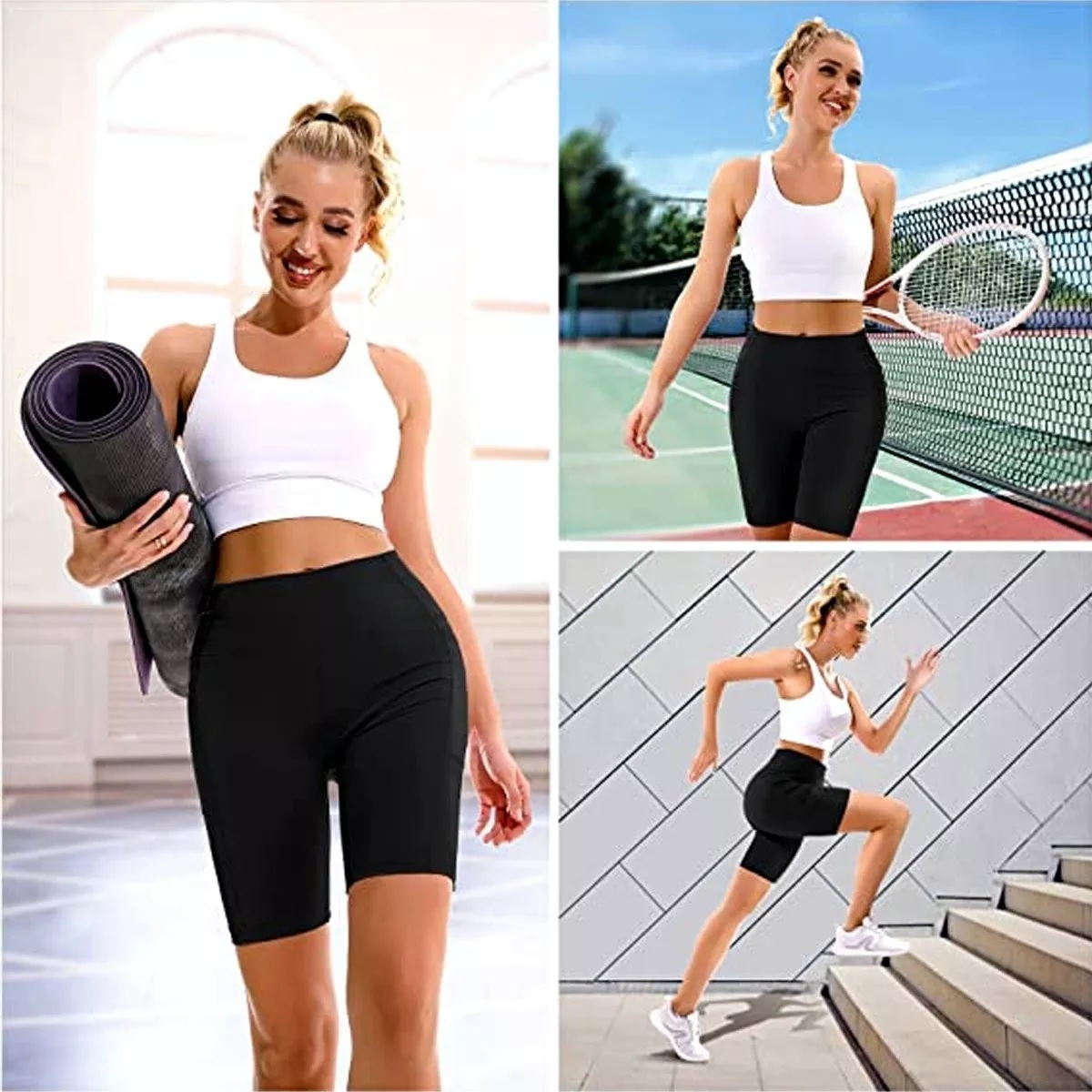 Short Licra Deportiva Gym Correr Super Calidad Bolsa Celular Negro Talla G