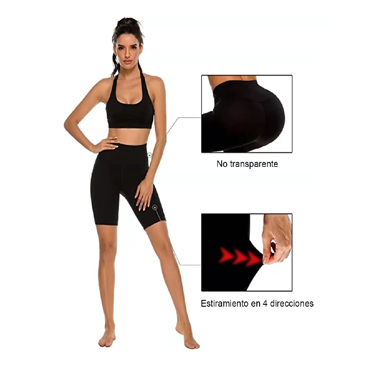 Short Licra Deportiva Gym Correr Super Calidad Bolsa Celular Negro Talla G