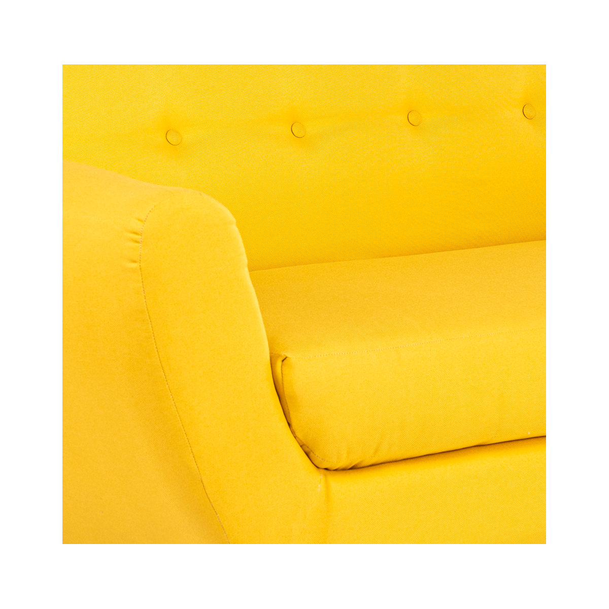 Sillón Individual con Tapizado Amarillo Estructura de Madera Sólida