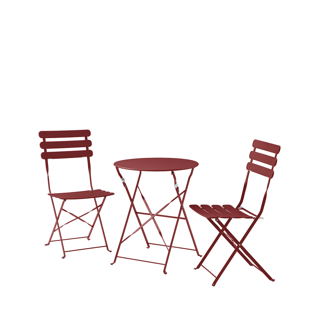 Juego de Mesa Rojo para Exterior con 2 Sillas Plegables de Uso Rudo Fabricado en Acero