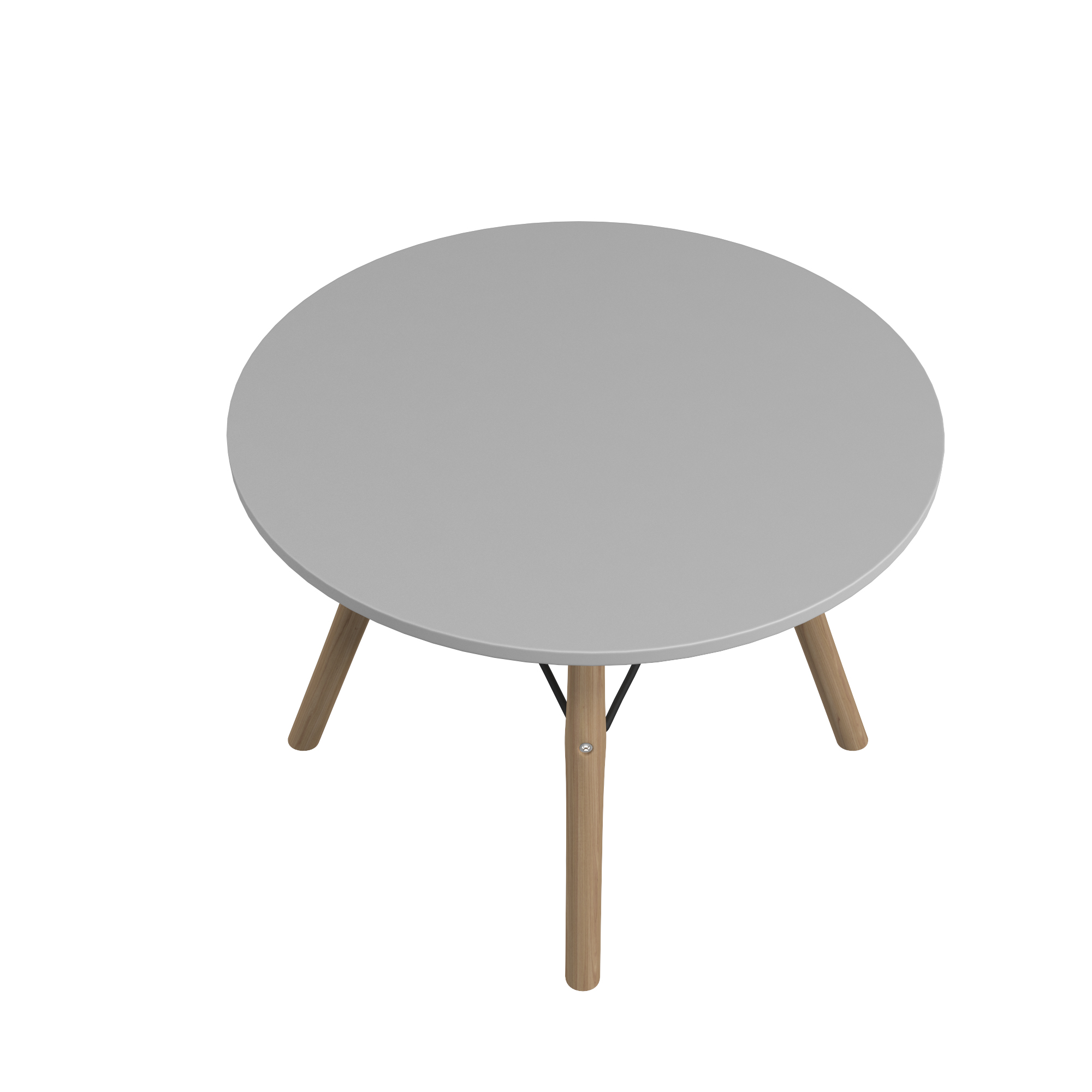 Mesa Infantil Blanca con Patas de Madera, Soporte Metálico y Tablero de Madera MDF 42cm (Alto)* 60cm (Diámetro)