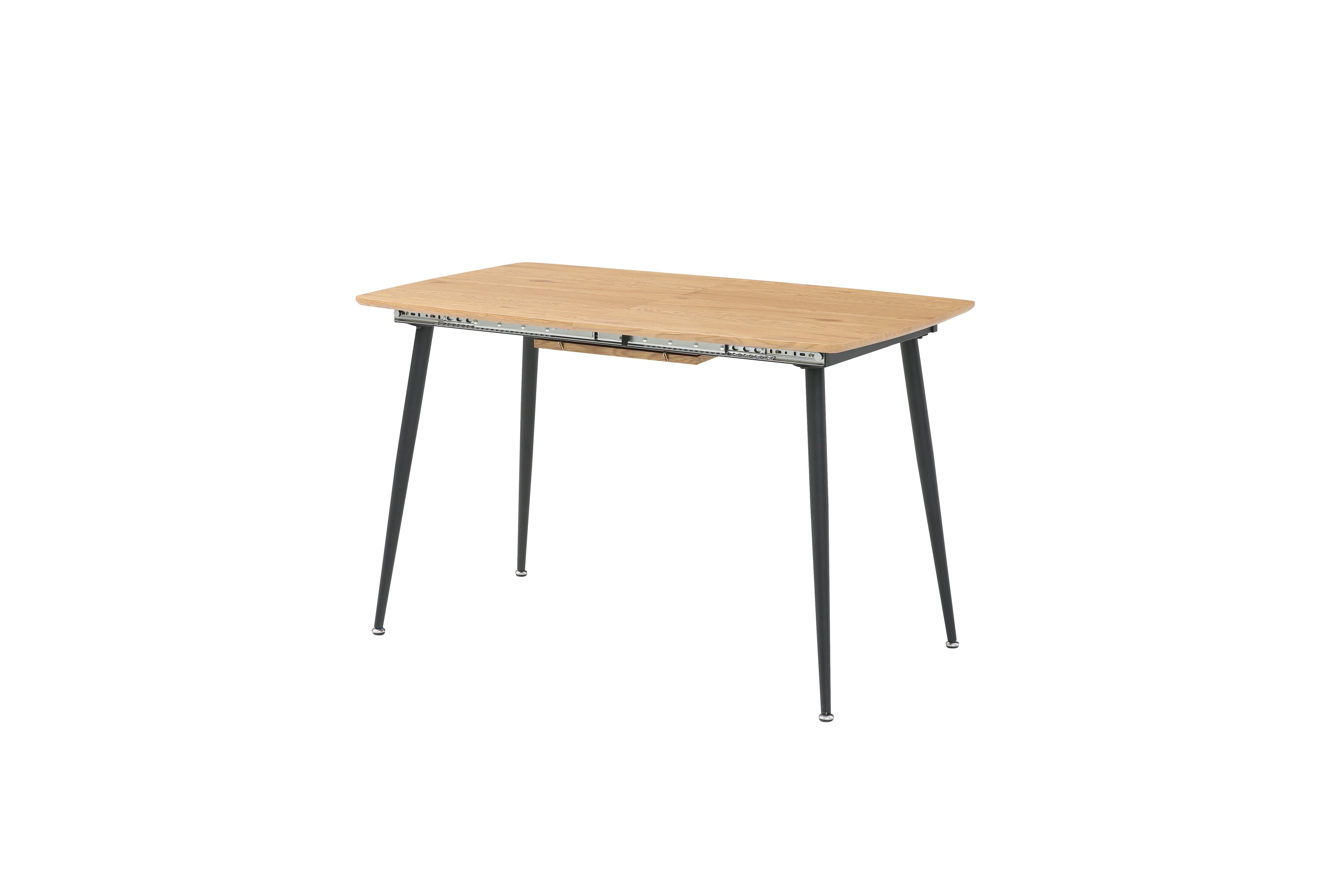 Mesa para Comedor Extensible con Tablero de Madera MDF y Patas de Metal Negras 120/160cm (Ancho)*70cm (Profundo)