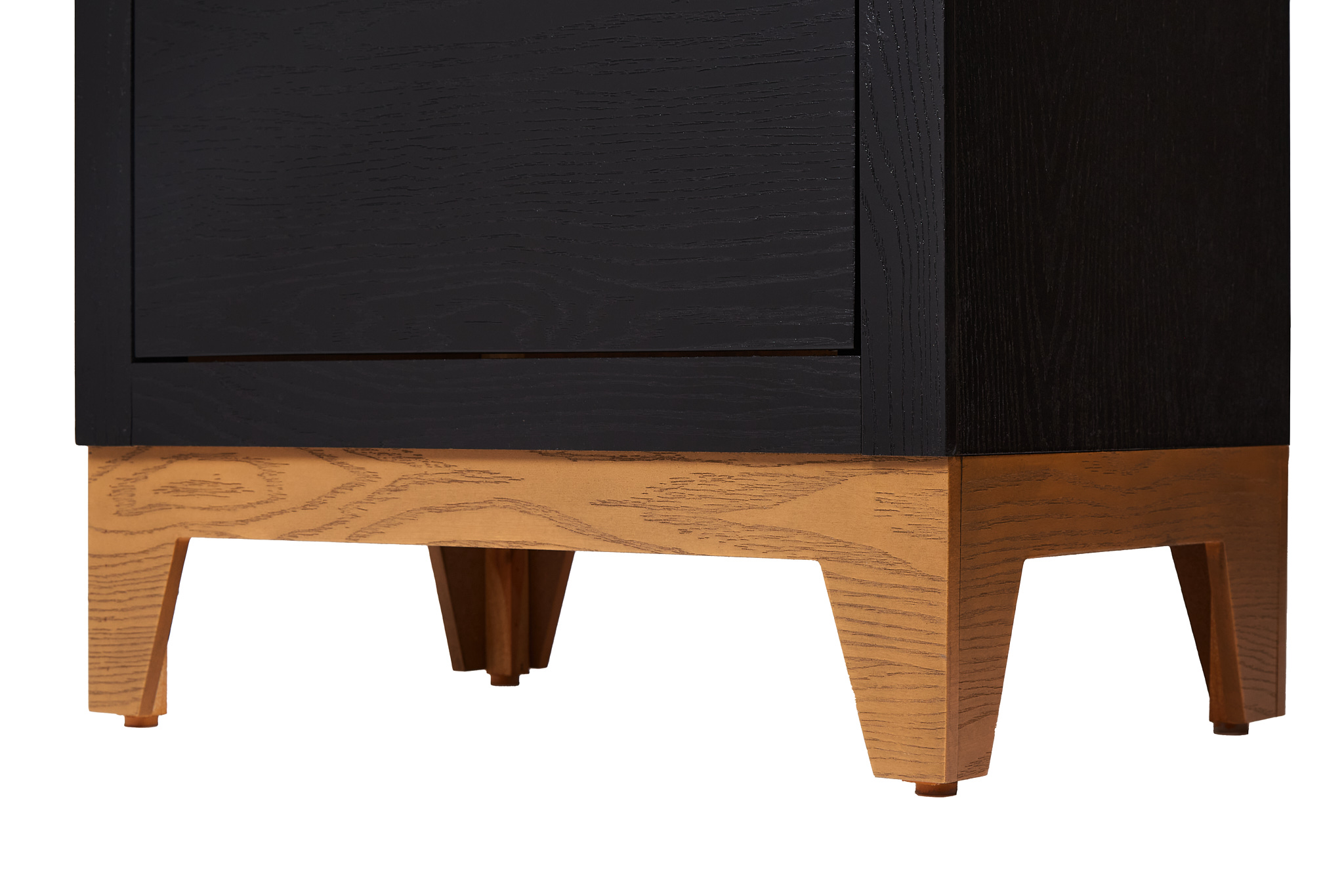 Buró Negro y Madera con 2 Cajones con Corredera de Extensión. Estructura de Madera MDF y Acabado con Brillo