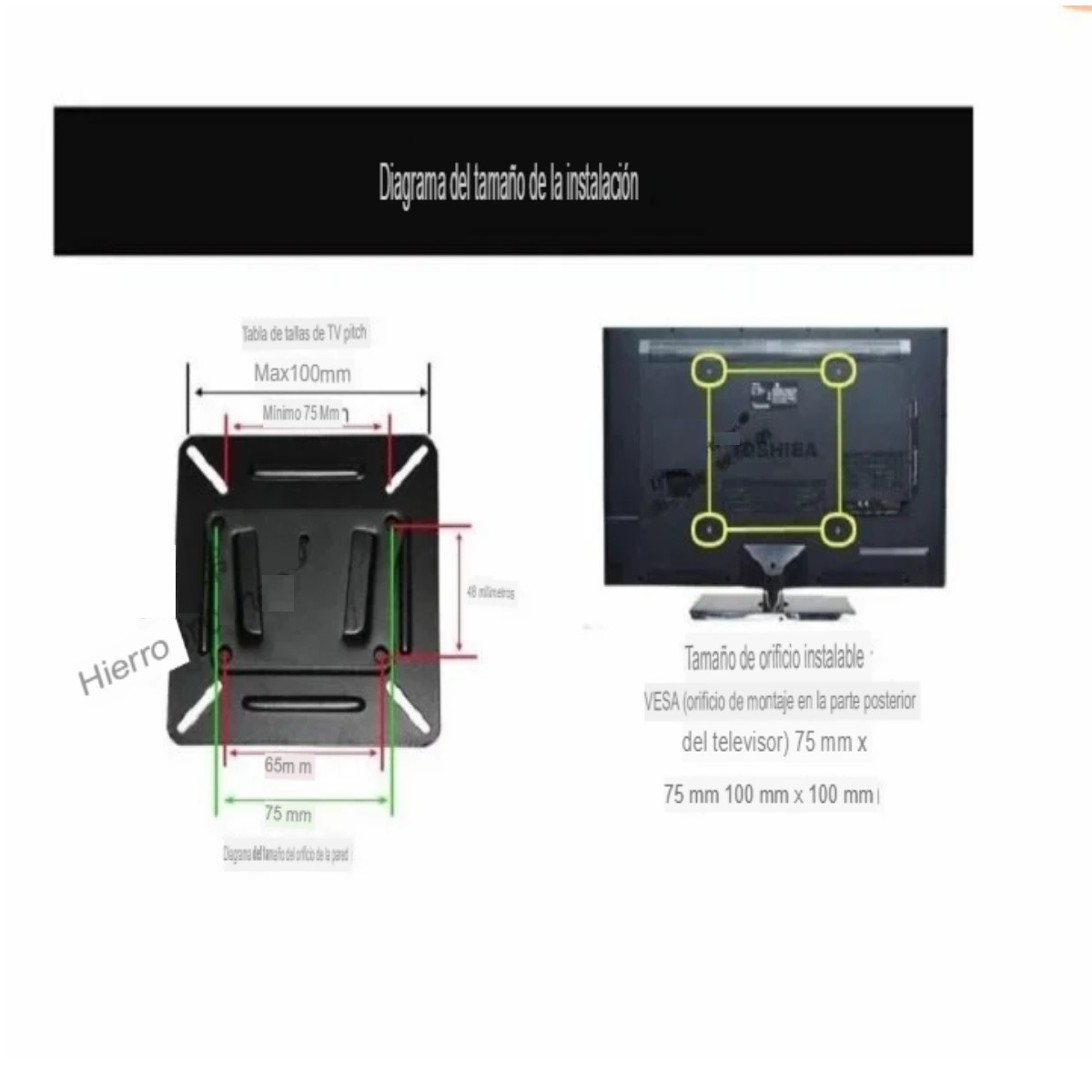 Soporte de pared para TV pantallas monitores LCD de 14-32 pulgadas negro fijo soporte sólido pc