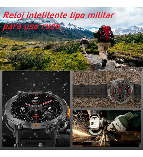 Smartwatch Ke3 Reloj Inteligente Con Linterna Integrada Estilo Militar Uso Rudo Y Deportivo Para Hombre Llamadas Notificaciones Deportes Sensor De Ritmo Cardiaco Muinaifte Negro