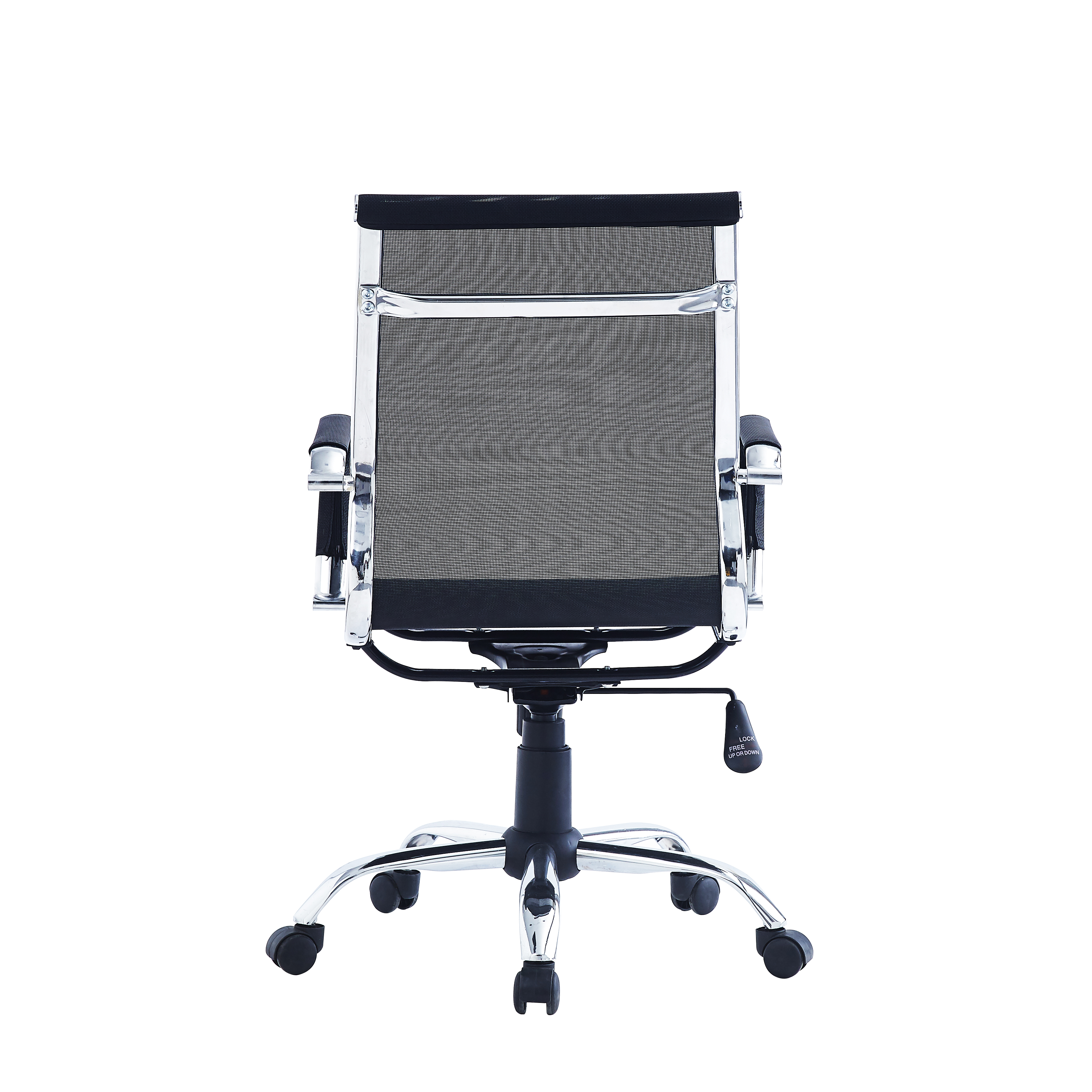 Silla de Oficina Giratoria Negra con Altura Ajustable. Estructura de Aluminio y Polipropileno